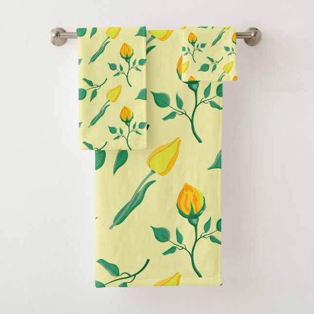 Motif floral avec rose jaune et fleurs de tulipe (En situation)