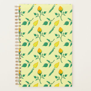 Motif floral avec rose jaune et fleurs de tulipe