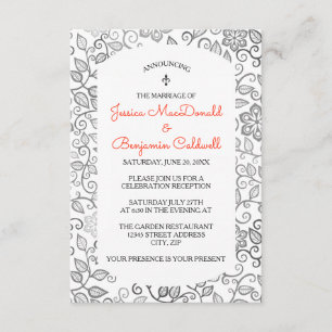 Motif floral B & W - Faire-part de mariage 3X5