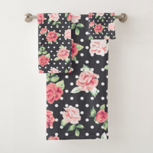 Motif floral blanc Polka point sur Arrière - plan 