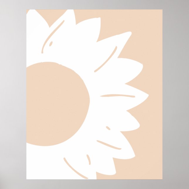 Motif floral blanc sur décoration murale abstraite (Devant)