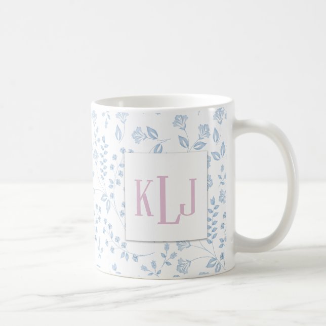 Motif floral bleu 11 oz Mug classique (Droite)