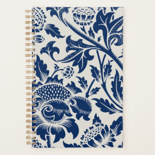 Motif floral bleu complexe sur fond clair