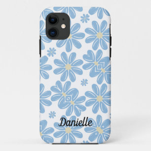 Motif floral bleu - Coque iPhone 11 personnalisée