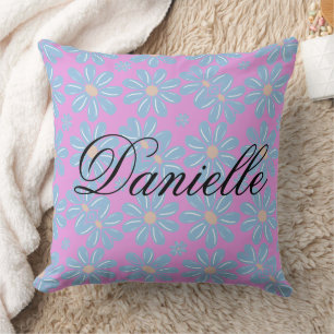 Motif floral bleu - Coussin décoratif personnalisé