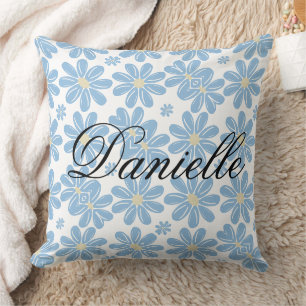 Motif floral bleu - Coussin décoratif personnalisé