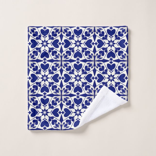 Motif floral bleu et blanc élégant (Gant de toilette)
