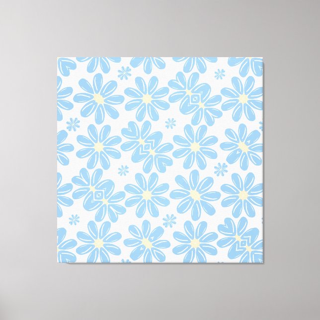 Motif floral bleu - Impression sur toile (Recto)