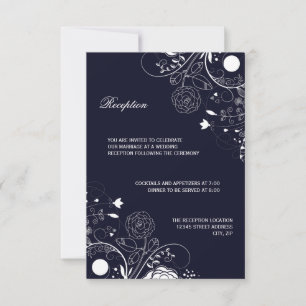 Motif floral bleu marine/blanc - Invitation de réc