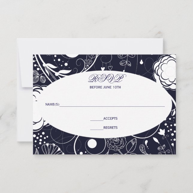 Motif floral bleu marine/Blanc - RSVP (Devant)