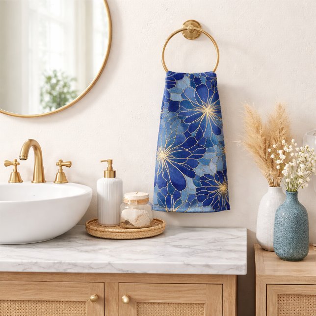 Motif Floral Bleu Or Moderne (Créateur téléchargé)