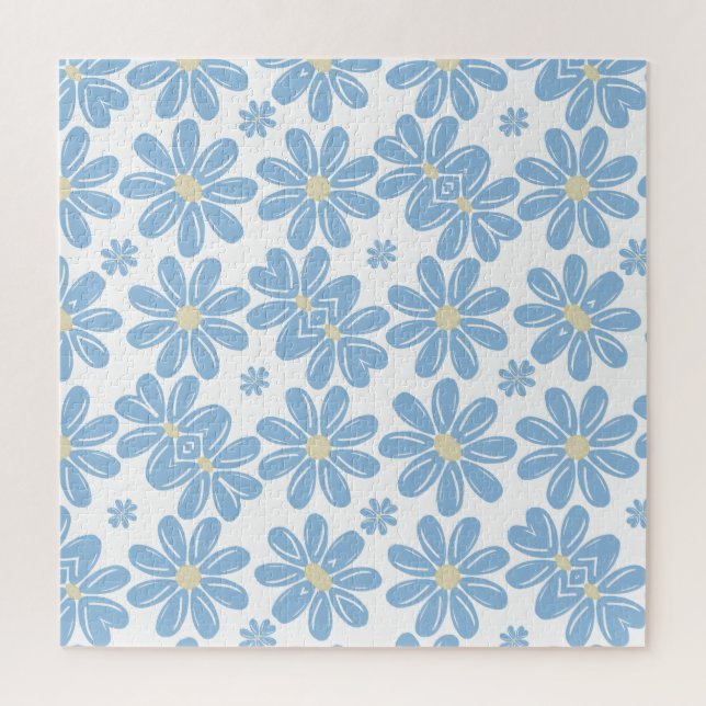 Motif floral bleu - Puzzle japonais (Vertical)