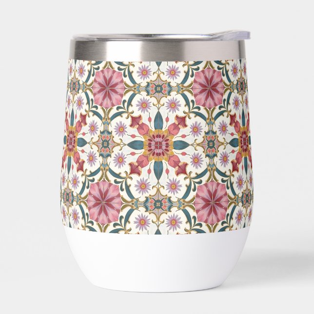 Motif floral boho en rouge, rose et sarcelle (Gauche)