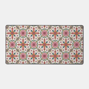 Motif floral boho en rouge, rose et sarcelle