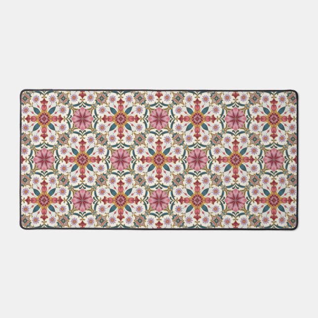 Motif floral boho en rouge, rose et sarcelle (Recto)