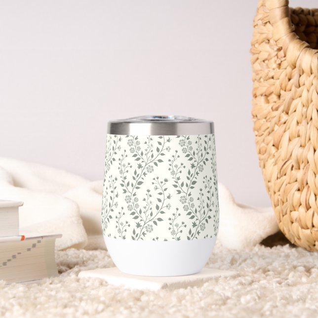 Motif floral boho moderne crème sauge (Salon (pivotée))