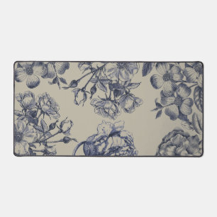 Motif Floral Botanique Toile Bleue Vintage Antique