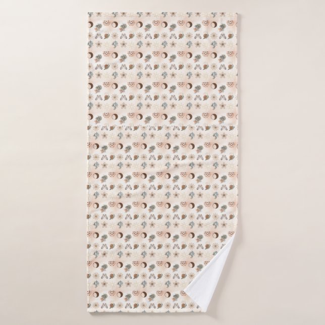 Motif floral céleste Boho (Serviette de bain)