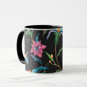 Motif floral coloré, tasse audacieuse et vibrante