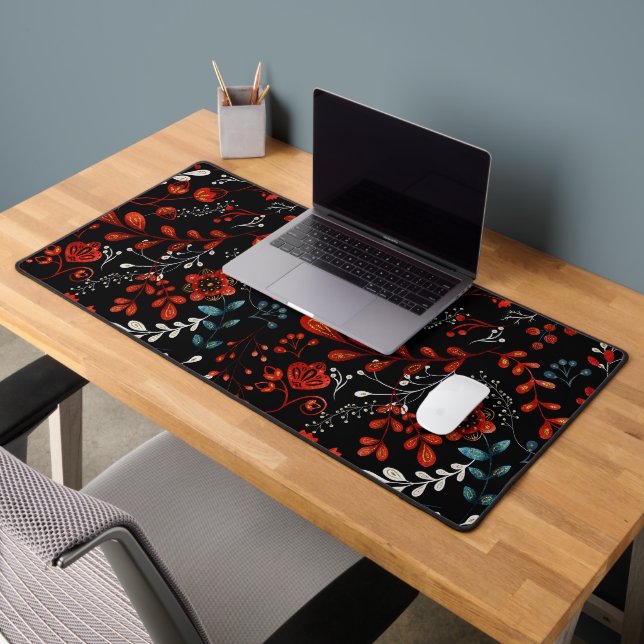 Motif floral complexe avec un bureau en or et blan (Bureau 2)