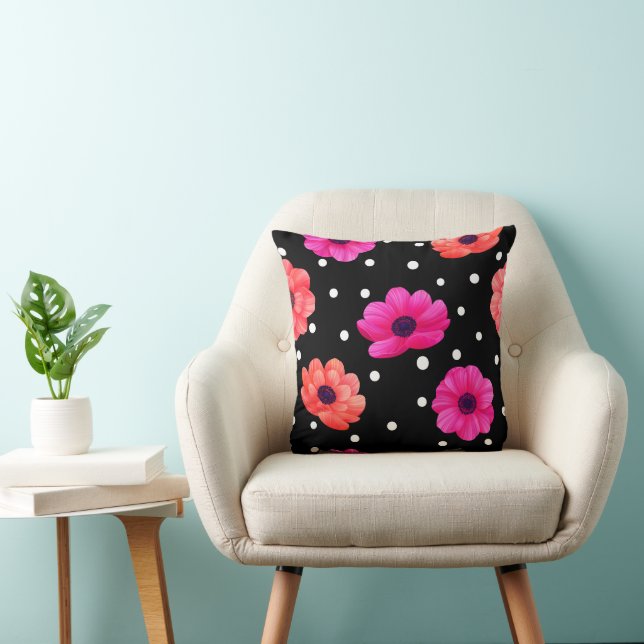 Motif floral Coussin noir (Chaise)