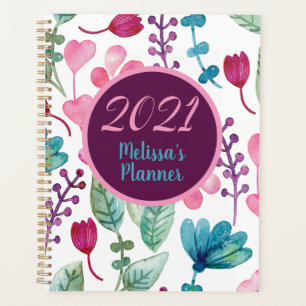 Motif floral d'aquarelle de fille Personnaliser le