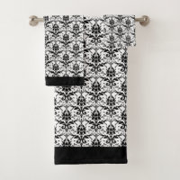 Motif floral de damassé blanche noire classique