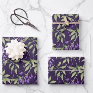 Motif floral de feuilles vertes et de glycine
