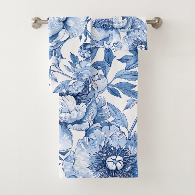 Motif floral de fleurs bleues et blanches botaniqu (En situation)