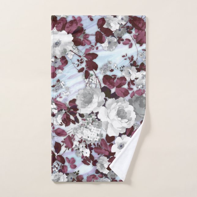 Motif floral de marbre en pastel blanc de Boho (Serviette à main)