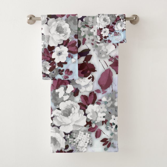 Motif floral de marbre en pastel blanc de Boho (En situation)