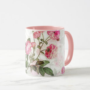 Motif floral de Mug de fleurs roses