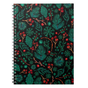 Motif floral de Noël aquarelle   CARNET