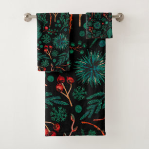 Motif floral de Noël aquarelle   Serviette de bain