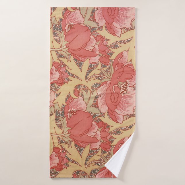 Motif floral de Nouveau d'art de pavots de William (Serviette de bain)
