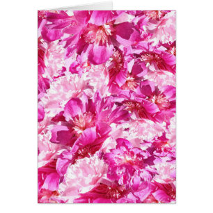 Motif floral de pivoine rose et magenta - Carte vi