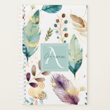 Motif floral de plumes Monogramme