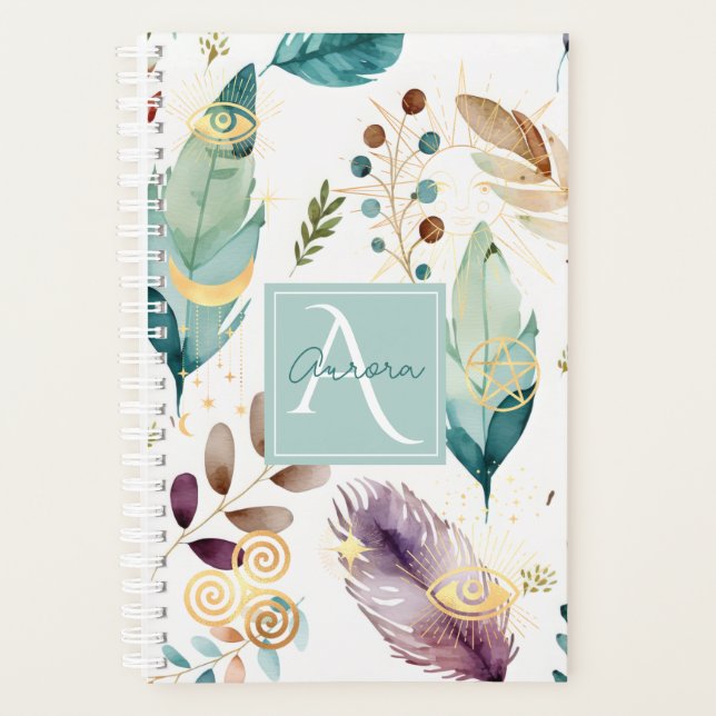 Motif floral de plumes Monogramme (Devant)