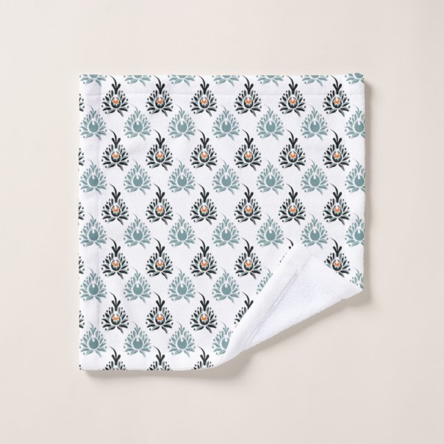 Motif floral de rose bleue élégant (Gant de toilette)