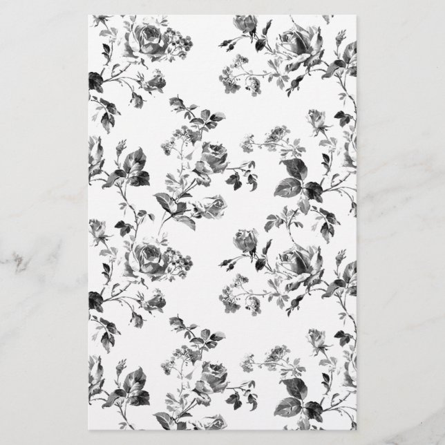 Motif floral de roses noires et blanches (Devant)