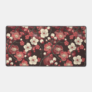 Motif floral de sakura bordeaux foncé corail