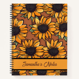 Motif floral de tournesol Carnet personnalisé