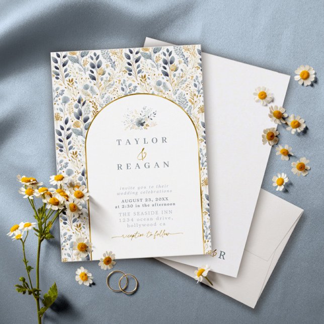 Motif Floral doux Dusty Blue Gold ID1045 (Créateur téléchargé)