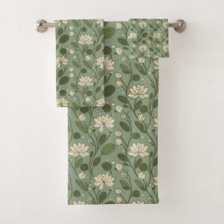 Motif floral élégant sur vert laurier