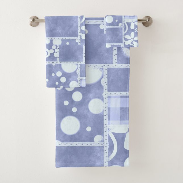 Motif floral en gingham bleu Crazy Quilt (En situation)