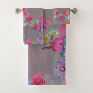 Motif floral en vintage regard sur gris