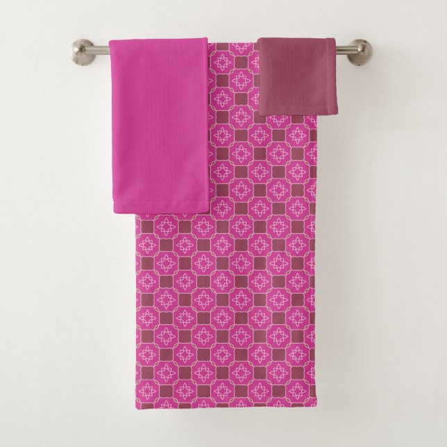 Motif floral étoilé arabesque rose sans couture (En situation)