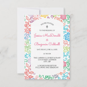 Motif floral - Faire-part de mariage 3x5