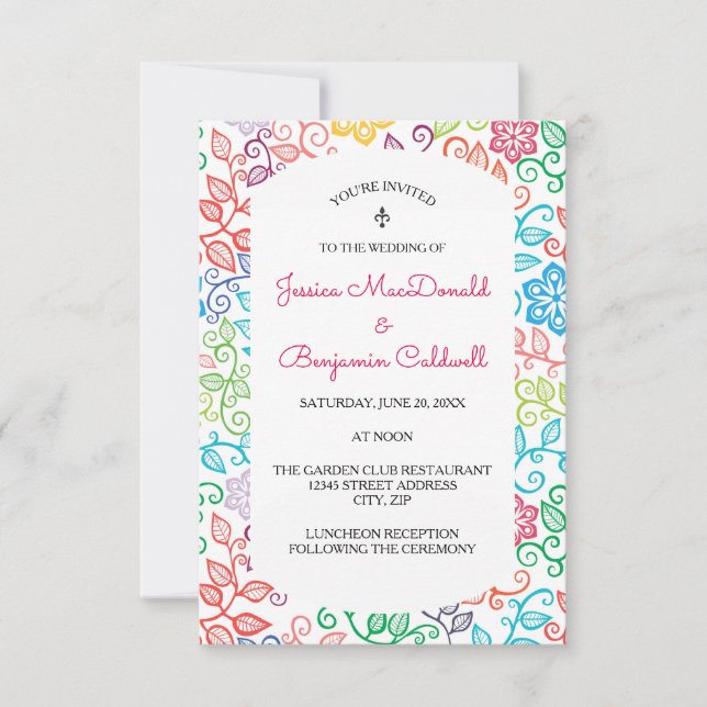 Motif floral - Faire-part de mariage 3x5 (Devant)