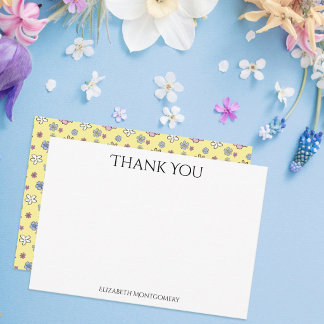 Motif floral fantaisiste personnalisé jaune Merci
